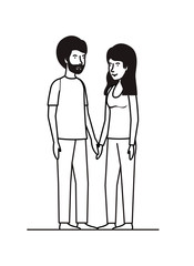 young couple avatars characters vector illustration design