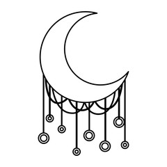 moon crescent with decoration hanging vector illustration design