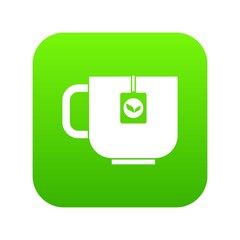 Cup of tea icon digital green for any design isolated on white vector illustration