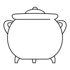 Cauldron icon. Outline cauldron vector icon for web design isolated on white background