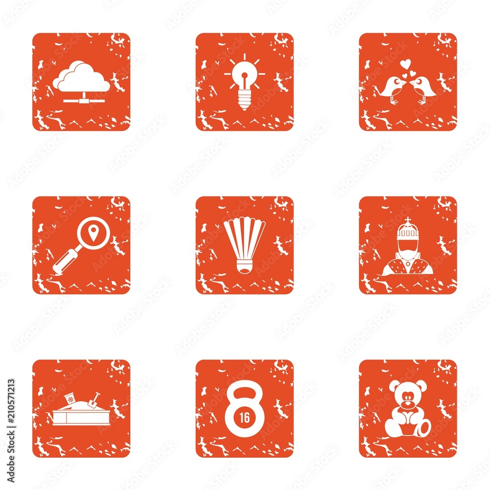 Aufkleber adolescence icons set. grunge set of 9 adolescence vector icons for web isolated on white background
