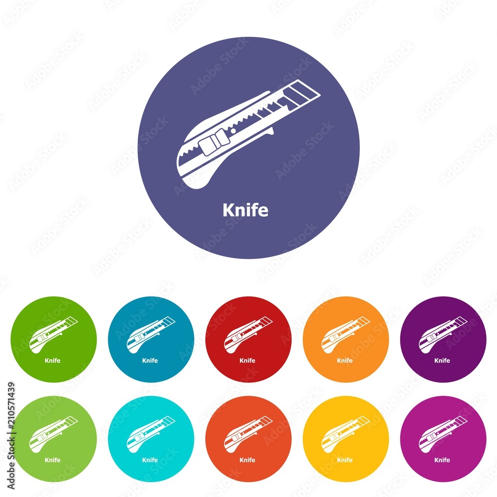 Poster knife icons color set vector for any web design on white background