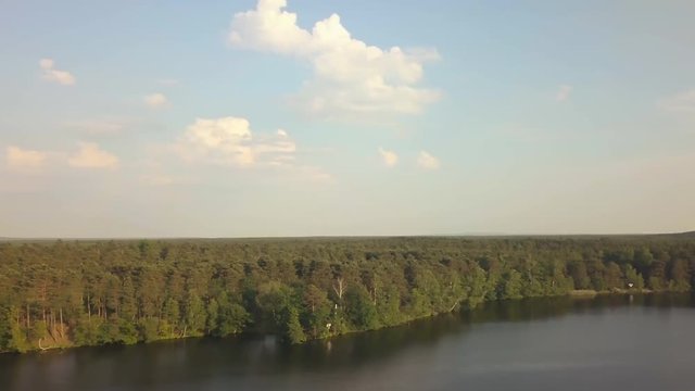 Aerial view of long stretched lake in Germany