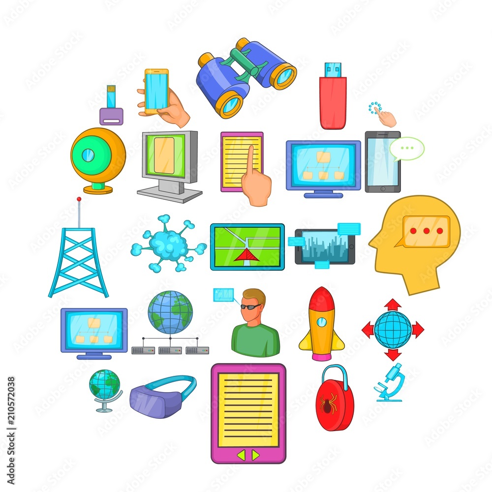 Poster querying data icons set. cartoon set of 25 querying data vector icons for web isolated on white back