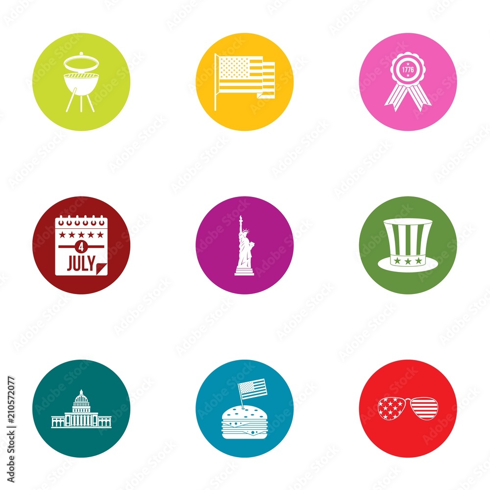 Poster state icons set. flat set of 9 state vector icons for web isolated on white background