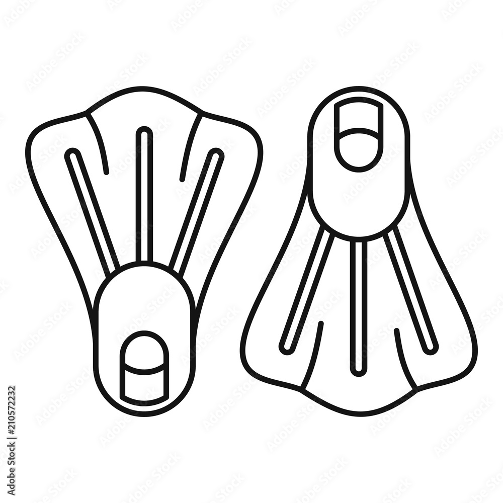 Poster flippers icon. outline illustration of flippers vector icon for web design isolated on white backgro
