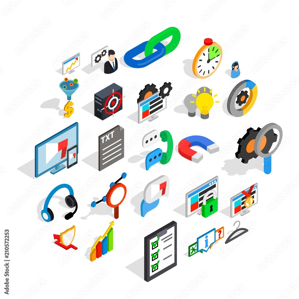 Poster cloud icons set. isometric set of 25 cloud vector icons for web isolated on white background
