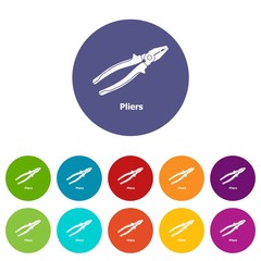Fototapeta premium Pliers icons color set vector for any web design on white background