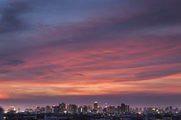 A night landscape view of city at sunset time