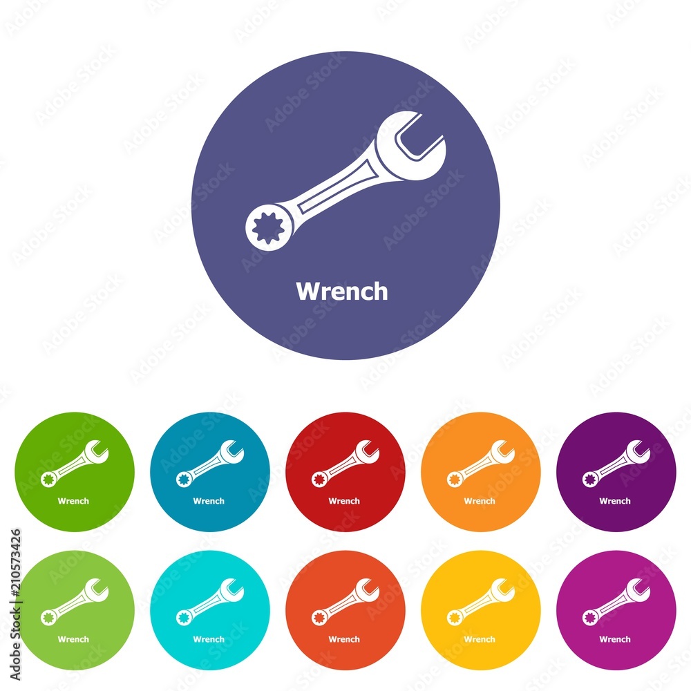 Poster wrench icons color set vector for any web design on white background