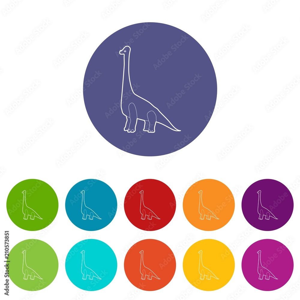 Poster diplodocus icons color set vector for any web design on white background