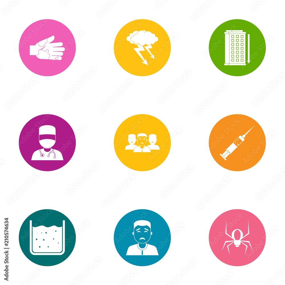 Poster health intervention icons set. flat set of 9 health intervention vector icons for web isolated on wh