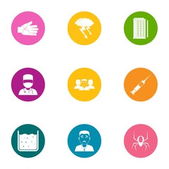 Fototapeta premium Health intervention icons set. Flat set of 9 health intervention vector icons for web isolated on white background