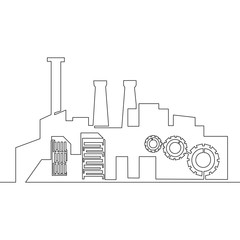 Continuous one line factory concept vector
