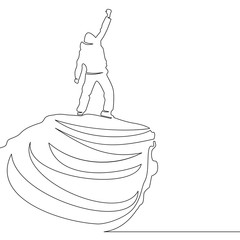 Continuous line drawing of man on the top vector