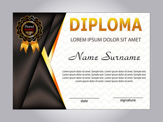 Horizontal diploma or certificate template with elegant elements design background. Vector illustration.