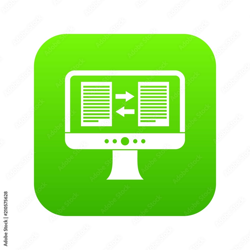 Poster translator app on the screen of computer icon digital green for any design isolated on white vector 