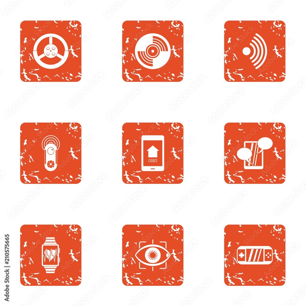 Poster pulse rate icons set. grunge set of 9 pulse rate vector icons for web isolated on white background