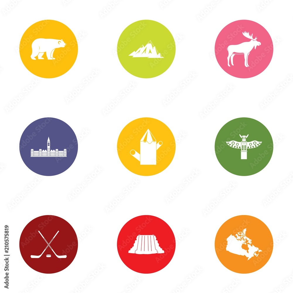 Poster canadian edge icons set. flat set of 9 canadian edge vector icons for web isolated on white backgrou