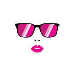 girl illustration vector face with sunglasses