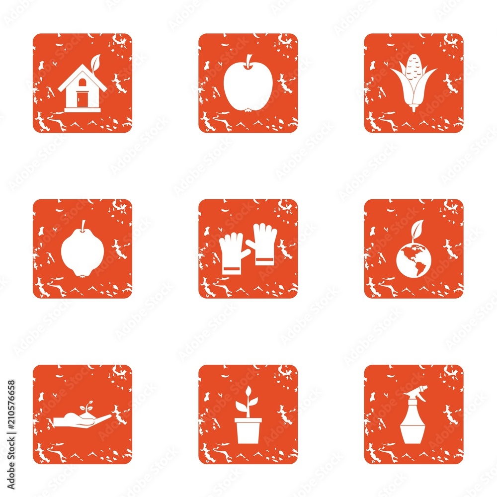 Aufkleber shrub icons set. grunge set of 9 shrub vector icons for web isolated on white background