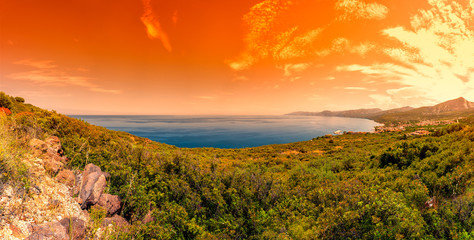 Sunrise on the coast of Cala Gonone, Sardinia