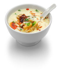 soy milk soup, taiwanese breakfast isolated on white background