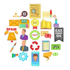 Bank phishing icons set. Cartoon set of 25 bank phishing vector icons for web isolated on white background