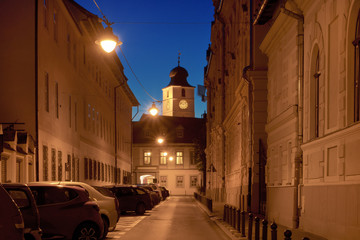 Lonely street at night in Europe 