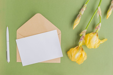 Mockup white greeting card and envelope