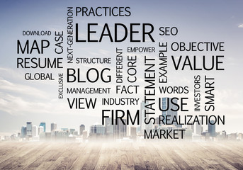Business conceptual words as keys to success and company growth