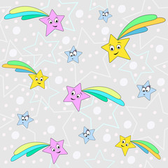 Simple pattern with stars illustration. Cartoon print. Kids art.