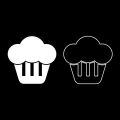 Cupcake icon set white color illustration flat style simple image