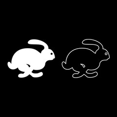 Rabbit hare concept speed icon set white color illustration flat style simple image