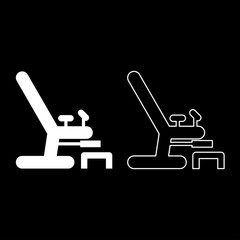 Gynecological chair icon set white color illustration flat style simple image