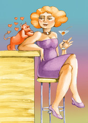 delicious seduction pretty girl with devil humor illustration