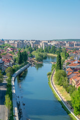Fototapeta na wymiar Oradea - Crisul River near the Union Square in Oradea, Romania