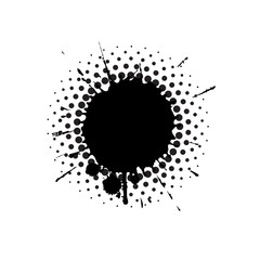 Abstract grunge background with texture of blot and halftone dots. Ink splashes and drips.