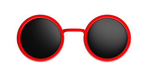Sunglasses round red with black lens, cutout, isolated on a white background, 3d illustration.
