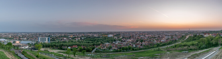 Pannorama of Oradea City at sunset from Mushroom Hill, Romania