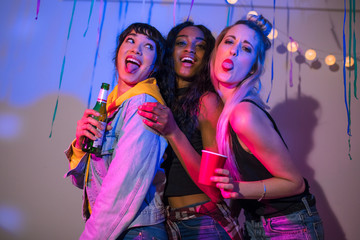 Women having fun at a house party