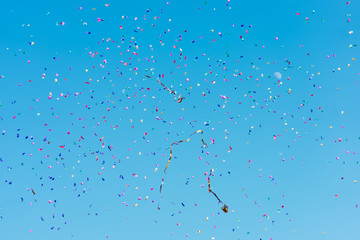 Confetti background . Falling confetti birthday party decoration.