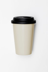 Coffee cup with white background.Top view