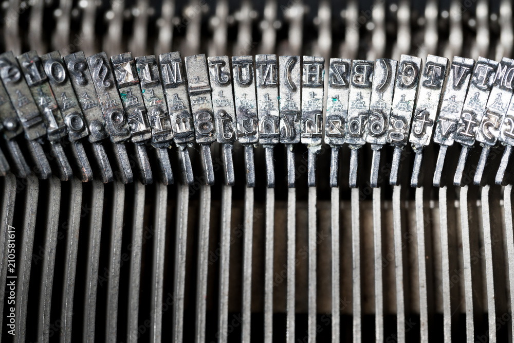 Poster close up of retro style typewriter in studio