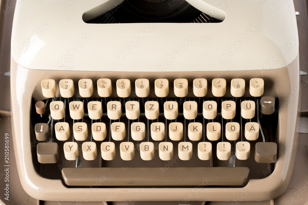 Poster close up of retro style typewriter in studio
