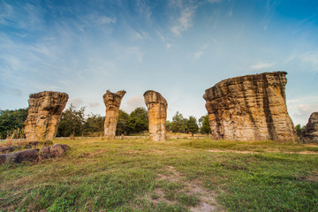 A Stonehenge of Thailand under clear  blue sky in front of green grass located at north east of...