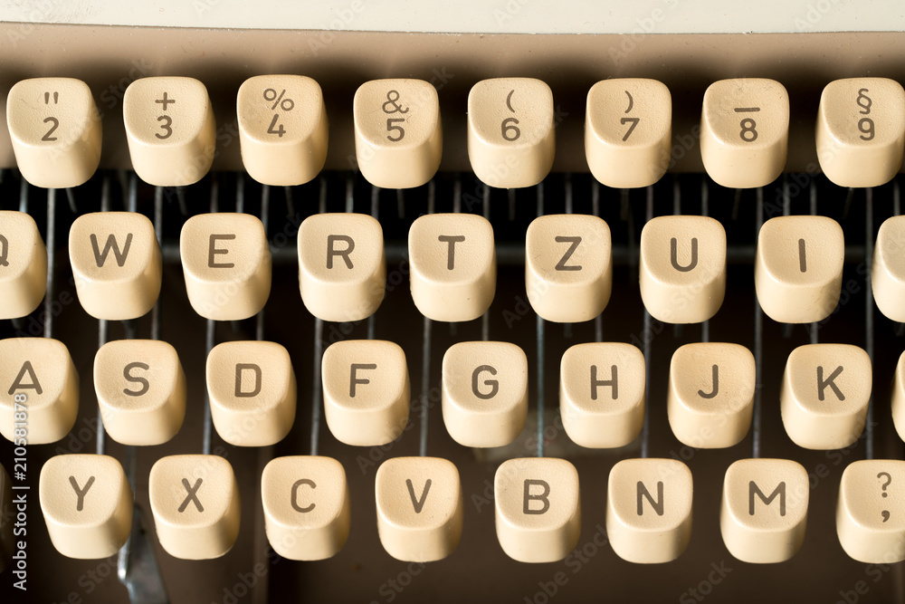 Poster close up of retro style typewriter in studio