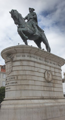 Statue of King Jose I on the Praca do Comercio Lisbon, Portugal.