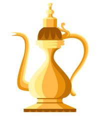 Beautiful traditional coffee pot . Arabic classic coffee pot. Flat style vector illustration. Isolated on white background