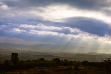A Cloudy at sunrise timing above on mountain at morning time